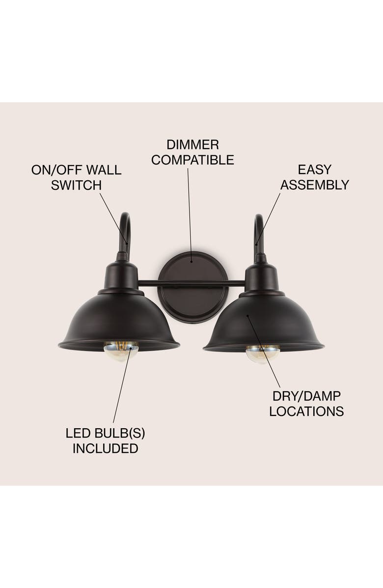 JONATHAN Y Frisco 2-Light Farmhouse Industrial Iron LED Vanity, Alternate, color, 