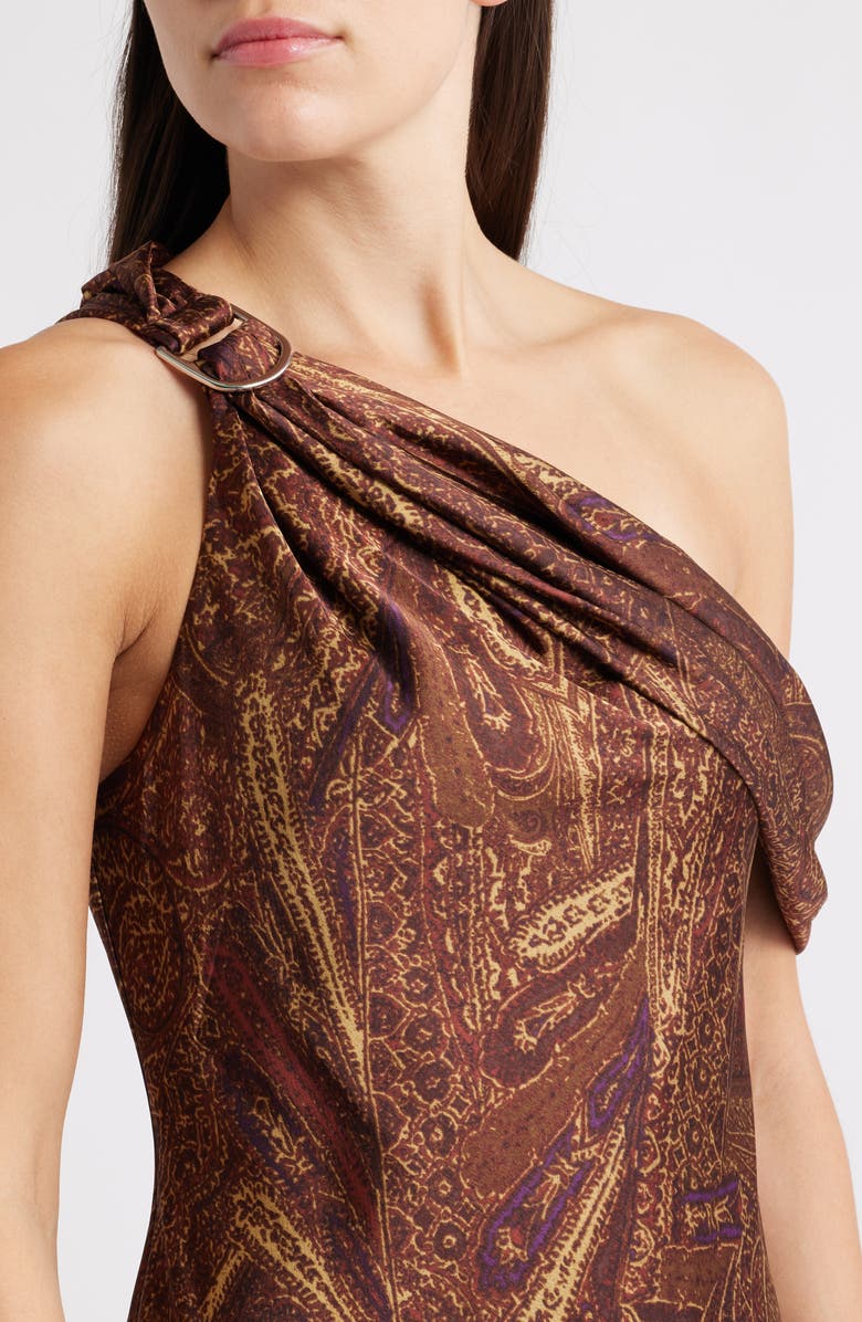 Lauren Ralph Lauren Print One-Shoulder Gown, Alternate, color, Cinnamon Multi