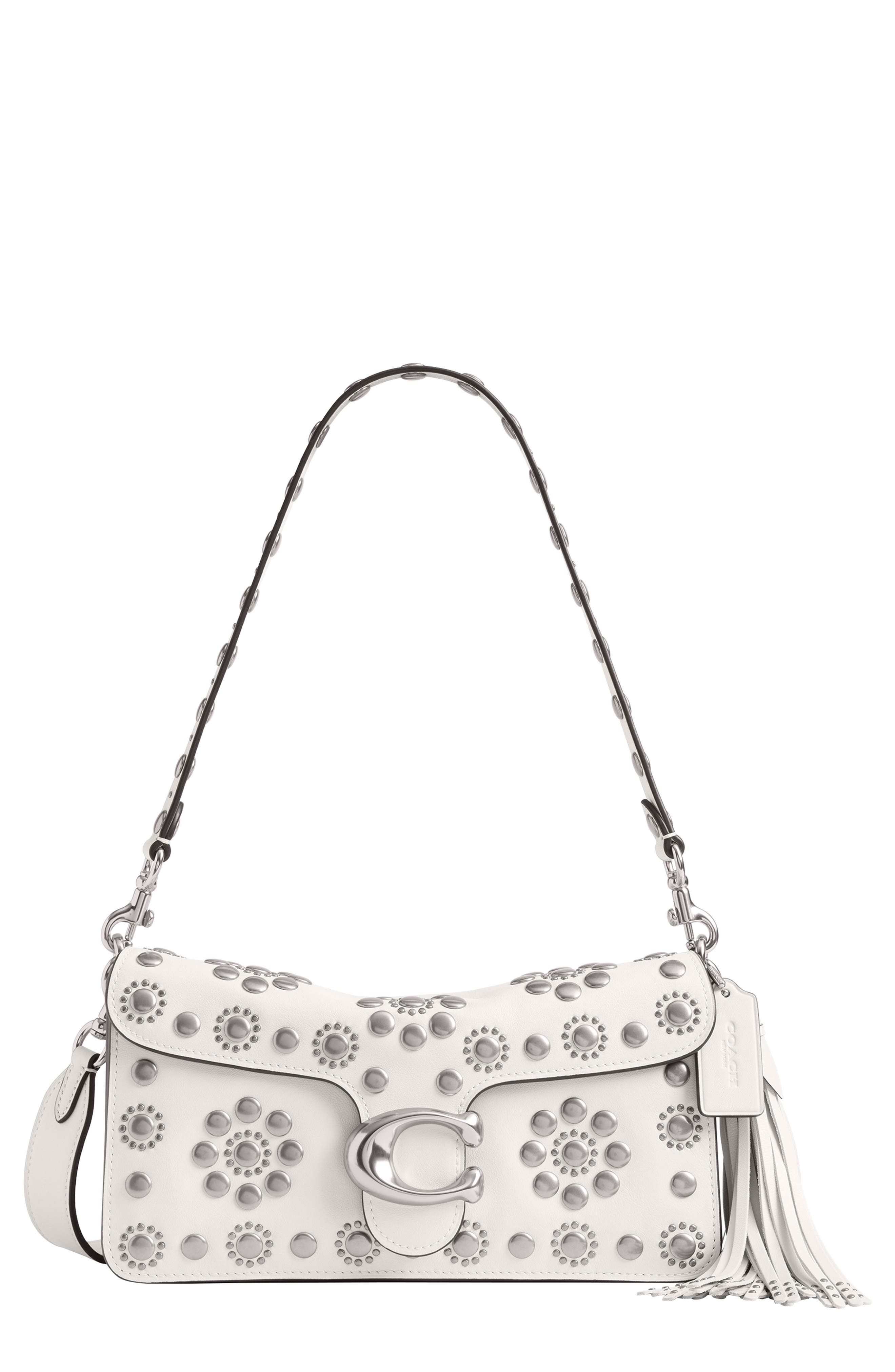 COACH Tabby Western Leather Shoulder Bag, Main, color, Chalk