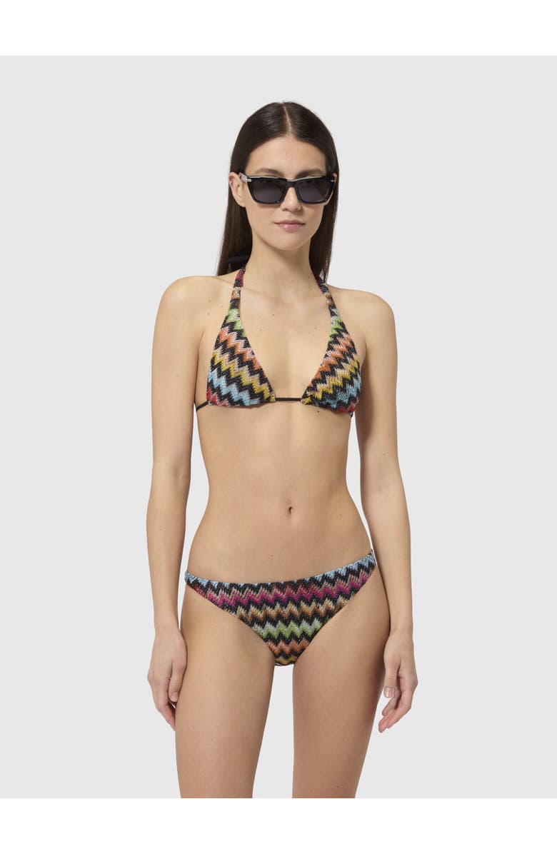 Missoni Bikini In Lamé Viscose With Micro Zigzag Pattern, Alternate, color, Black & Multicoloured