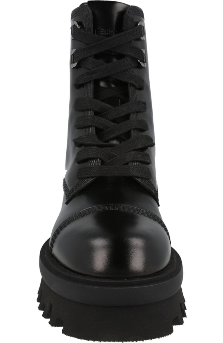FERRAGAMO Kira Leather Lug Boot, Alternate, color, Black