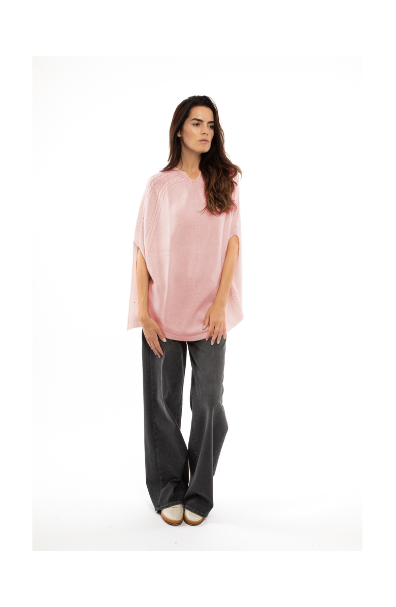 Monticelli Cashmere Pure Cashmere Elegant Cable Knit Poncho, Alternate, color, Old Rose