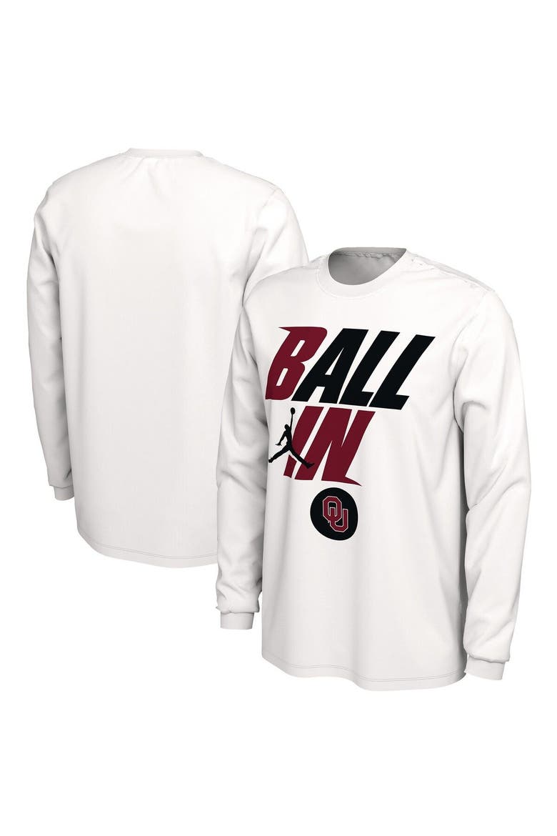Men's Jordan Brand White Oklahoma Sooners Ball In Bench Long Sleeve T-Shirt, Main, color, White