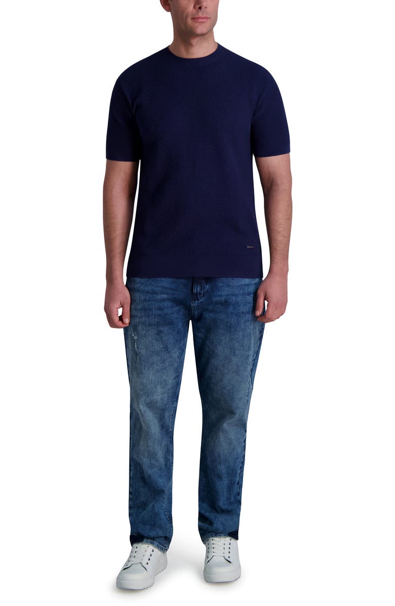 KARL LAGERFELD PARIS Cotton Crewneck T-Shirt, Alternate, color, Navy