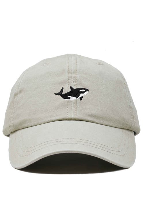 Dalix Killer Whale Embroidered Dad Hat In Washed Stone White