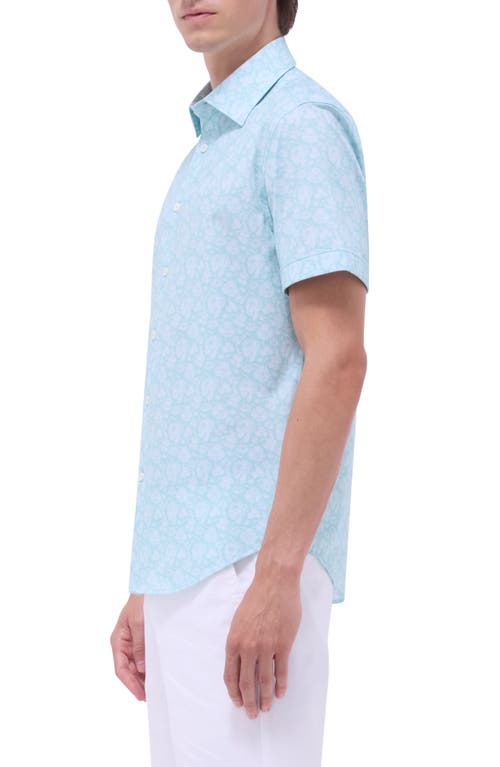 Bugatchi Miles Ooohcotton® Floral Short Sleeve Button-up Shirt In Menthol