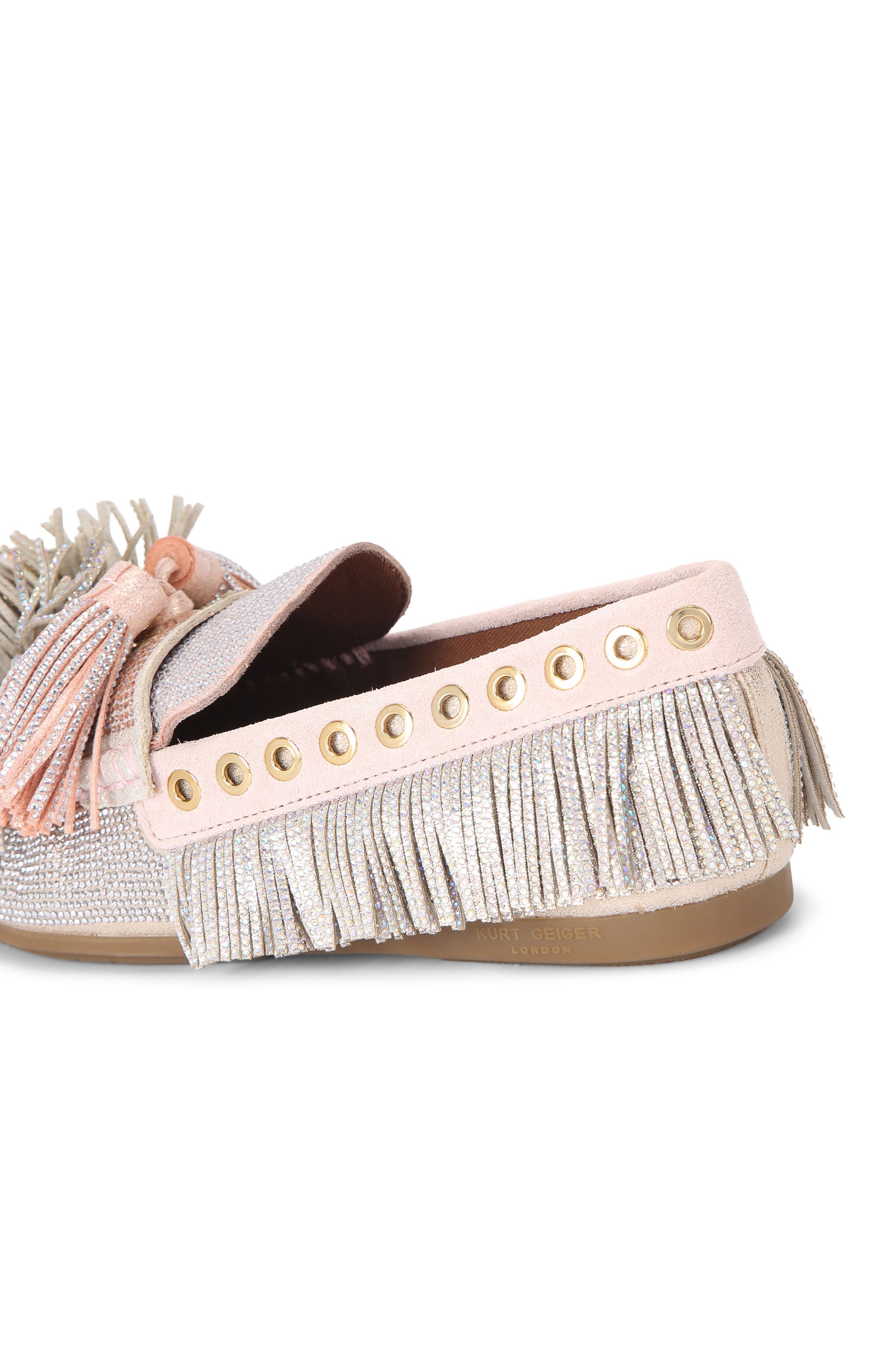 Kurt Geiger London Crystal Embellished Pompom Loafer, Alternate, color, Open Grey