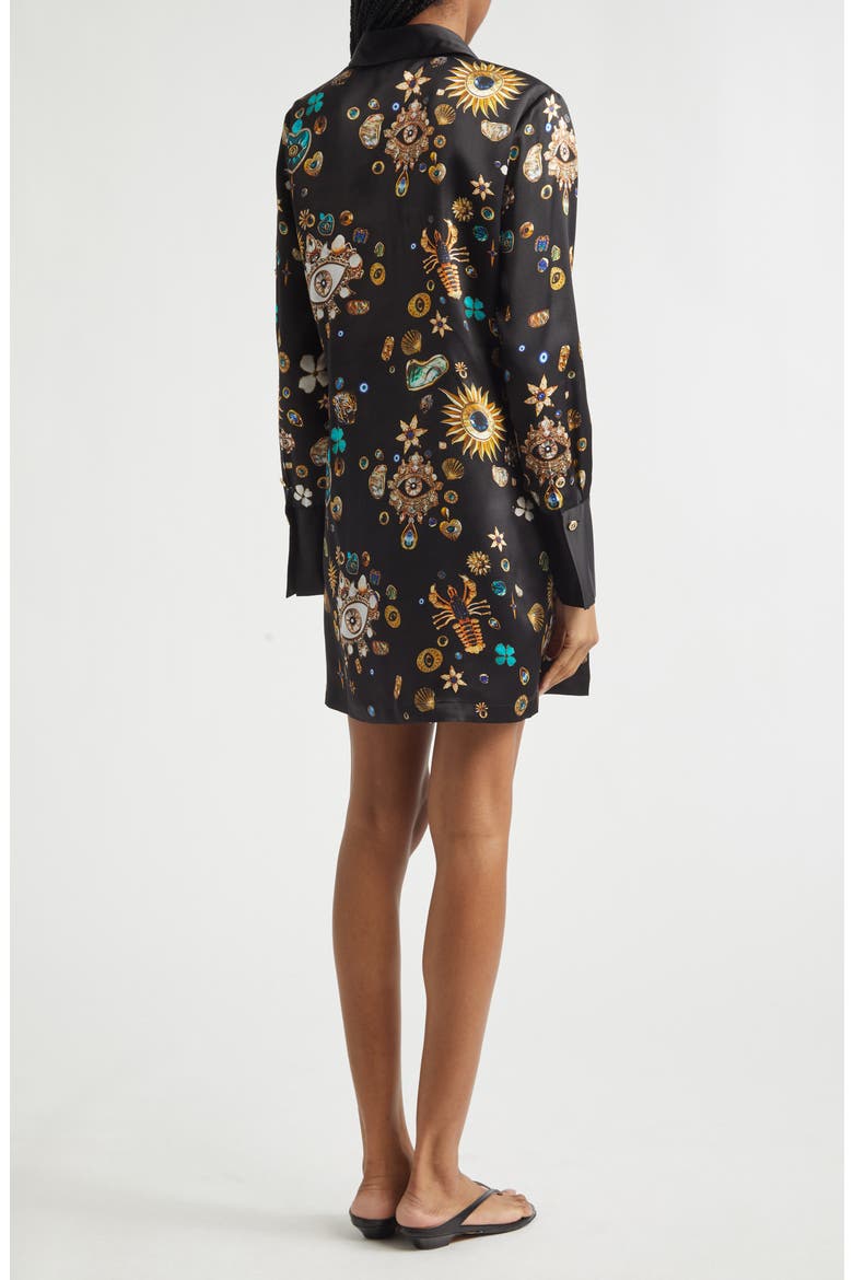 Amulets & Alchemy Print Long Sleeve Silk Satin Shirtdress, Alternate, color, AMULETS AND ALCHEMY