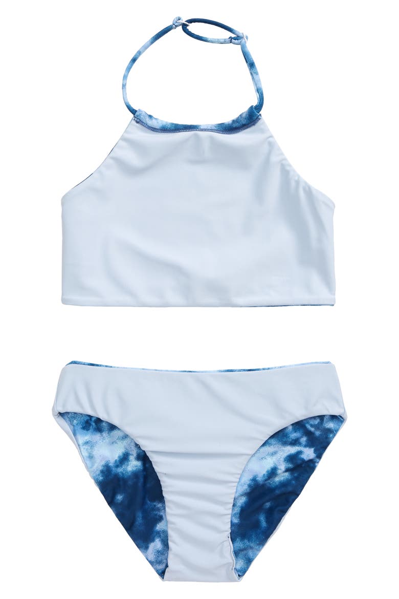 Kids' Just Breathe Reversible Two-Piece Swimsuit, Alternate, color, BLUE ORYDALIS TIE DYE PRINT