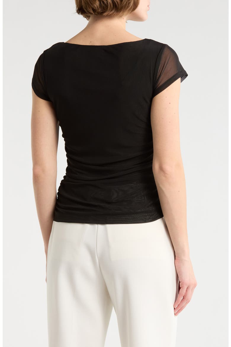 Ruched Cap Sleeve Top, Alternate, color, BLACK