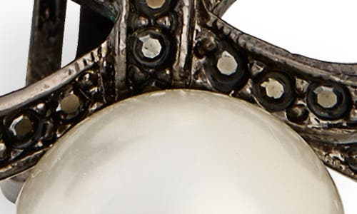 Kenneth Jay Lane Faux Pearl & Crystal Bow Clip-on Earrings In White