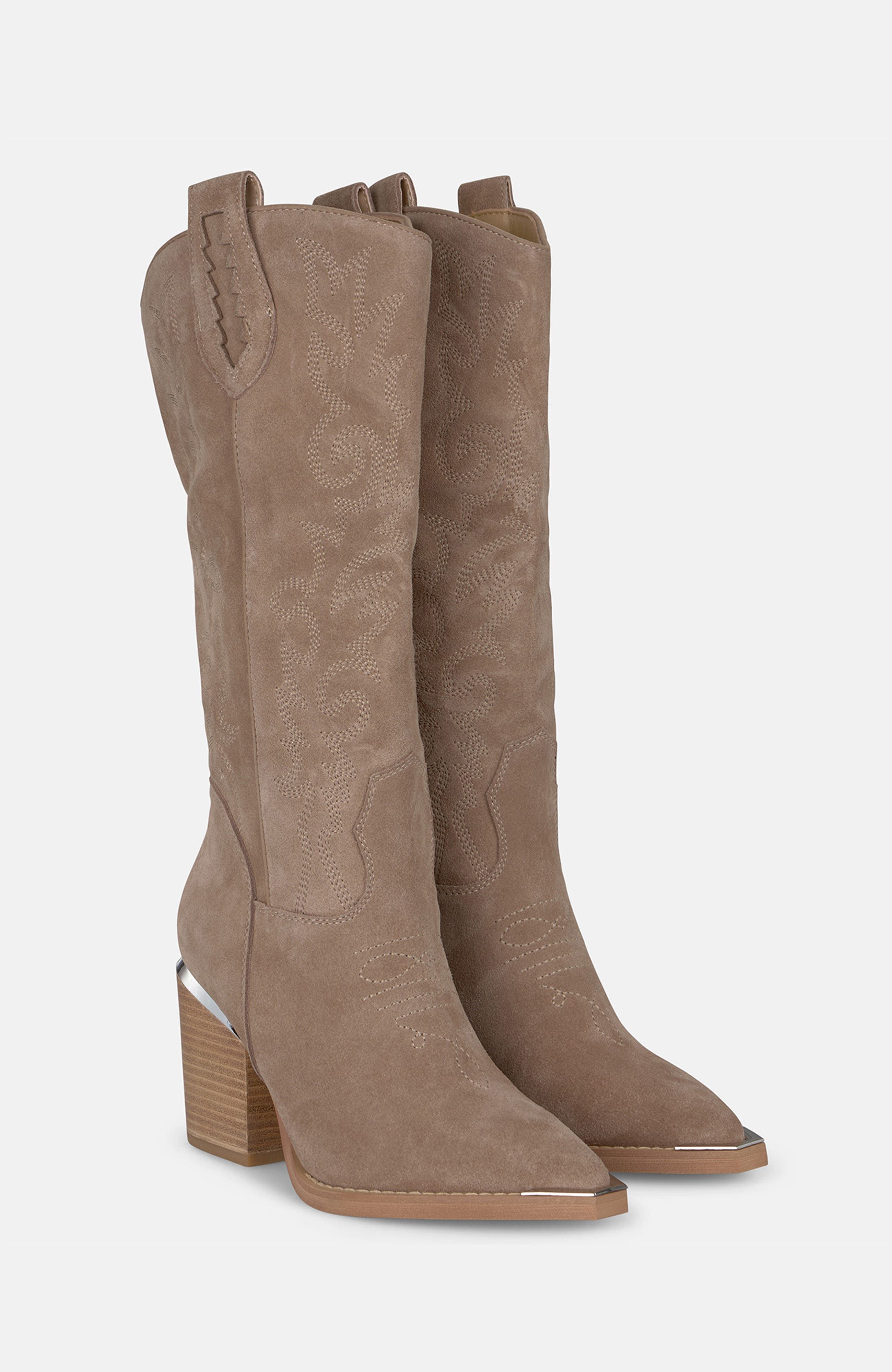 Embroidered Heel Boot, Main, color, Vison