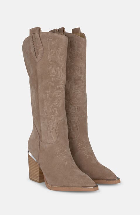 Embroidered Heel Boot