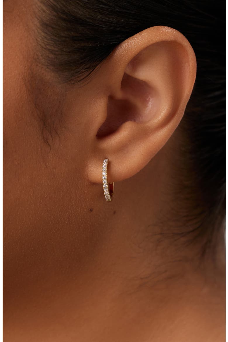 Gold Huggie Hoop Earrings - Pave Huggie Hoops Medium, Alternate, color, Gold
