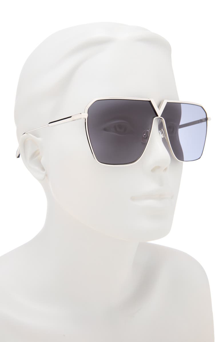 Valentino 53mm Aviator Sunglasses, Alternate, color, Silver Silver Grey