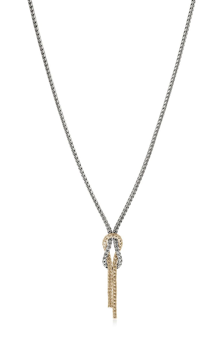 Love Knot Y-Necklace, 1.8mm, Main, color, SILVER/ GOLD