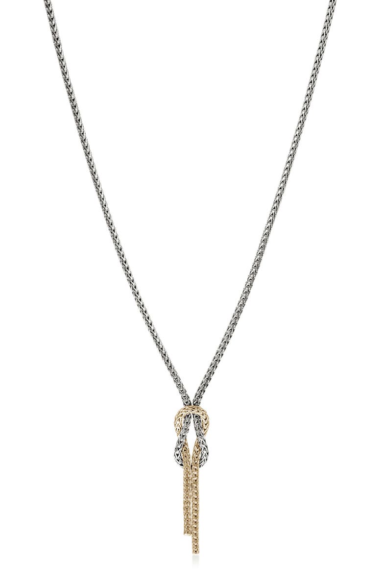 John Hardy Love Knot Y-Necklace, 1.8mm, Main, color, Silver/ Gold