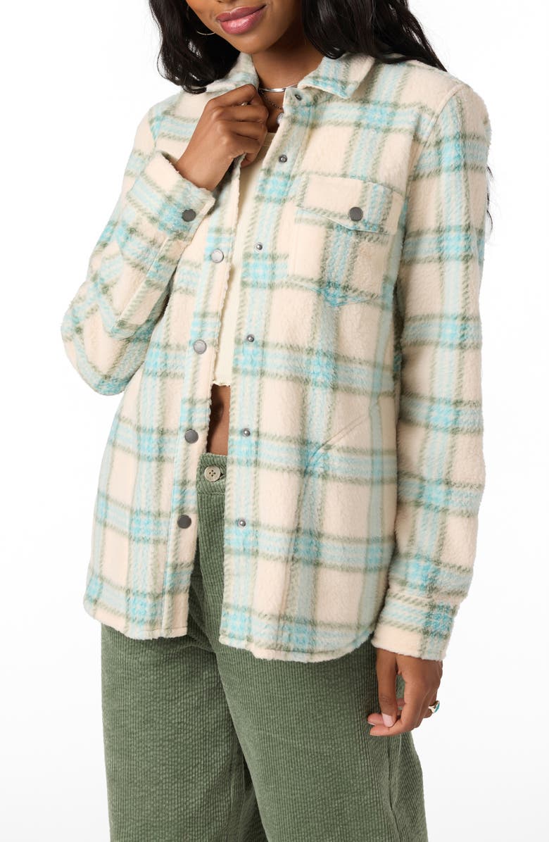 O'Neill Zuma Print High Pile Fleece Shirt Jacket, Main, color, Simply Taupe