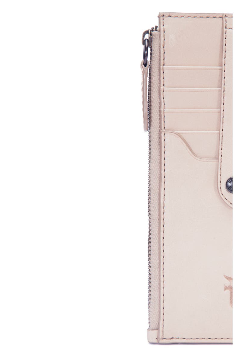 Slim Leather Snap Card Wallet, Alternate, color, SAND