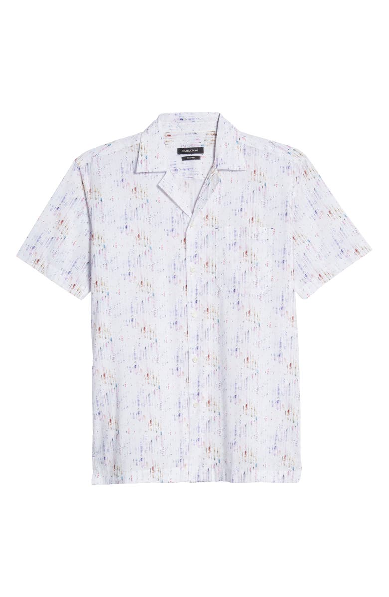 Bugatchi Shaped Fit Short Sleeve Button-Up Camp Shirt, Alternate, color, 