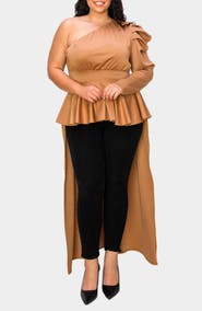 L I V D Nicolette One-Shoulder Peplum Top