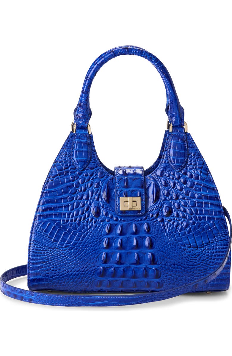 Brahmin Adrian Croc Embossed Leather Shoulder Bag, Alternate, color, Ultramarine