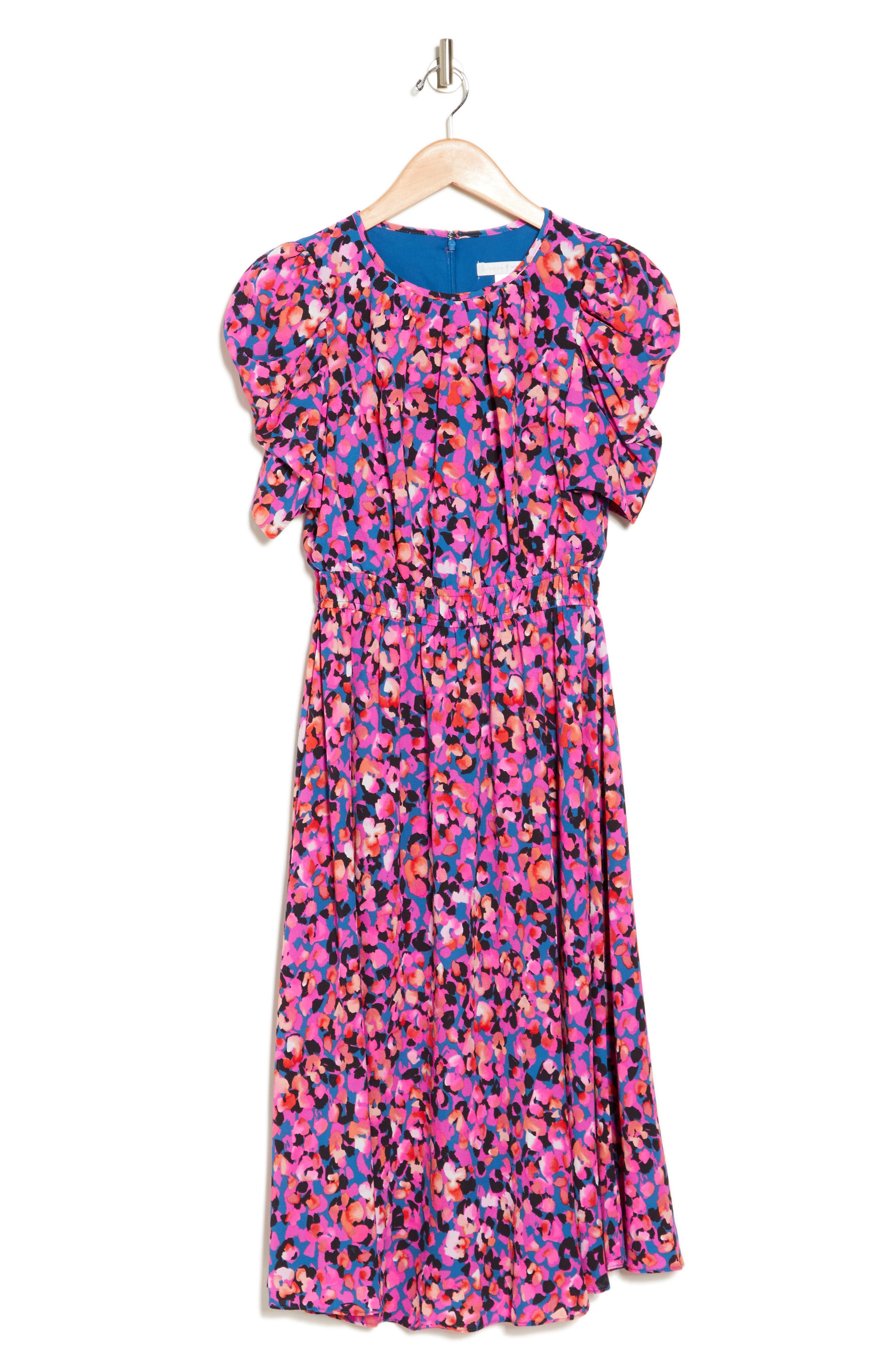 Printed Puff Sleeve Midi Dress
