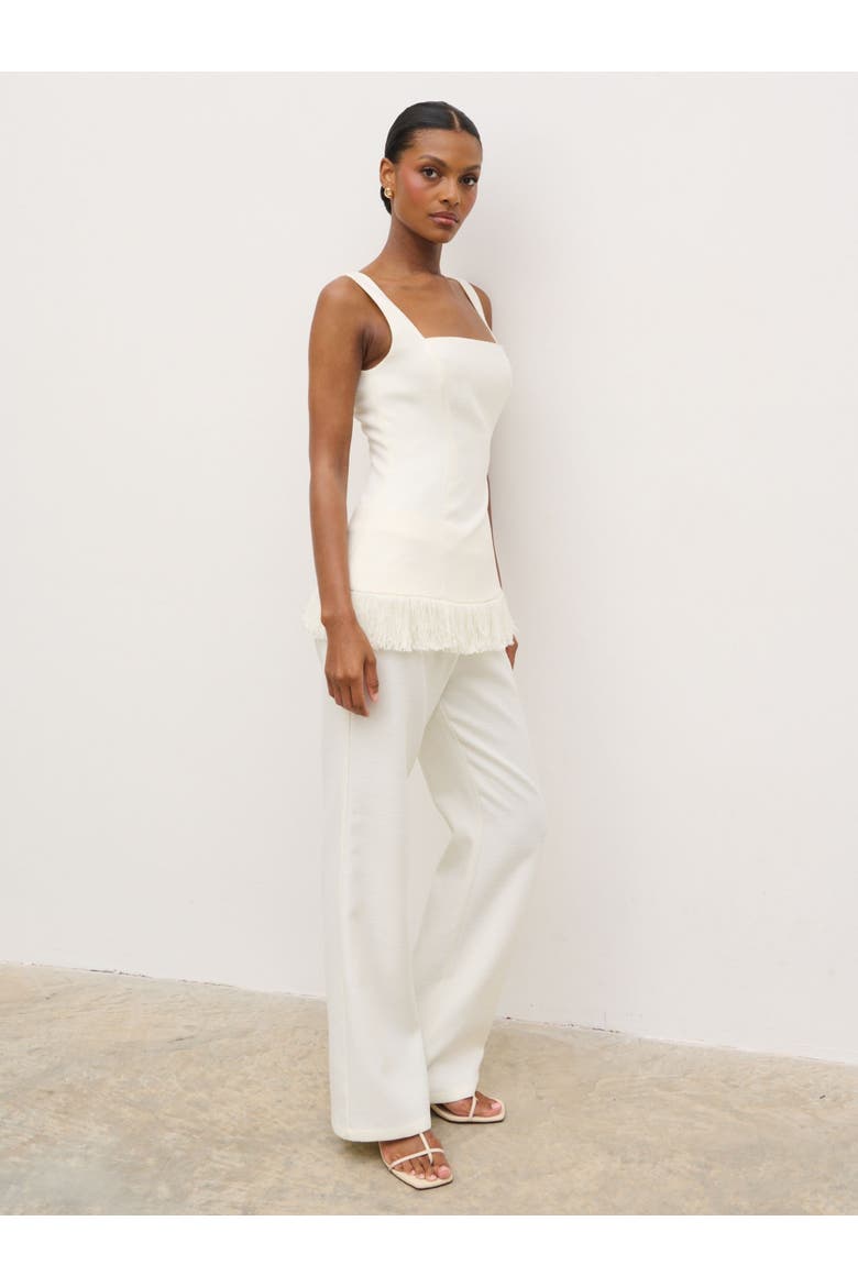 Verona Fringed Tweed Top, Alternate, color, Cream