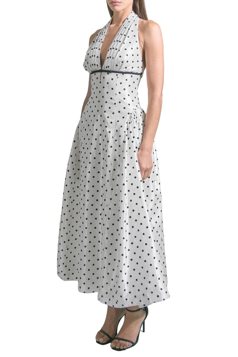 Polka Dot Halter Maxi Dress, Alternate, color, OFF WHITE