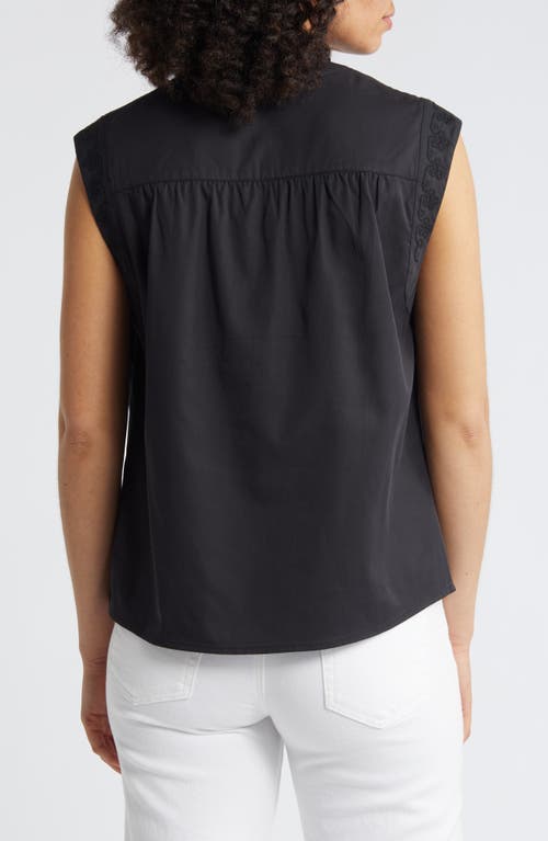 Wit & Wisdom Embroidered Sleeveless Top In Black