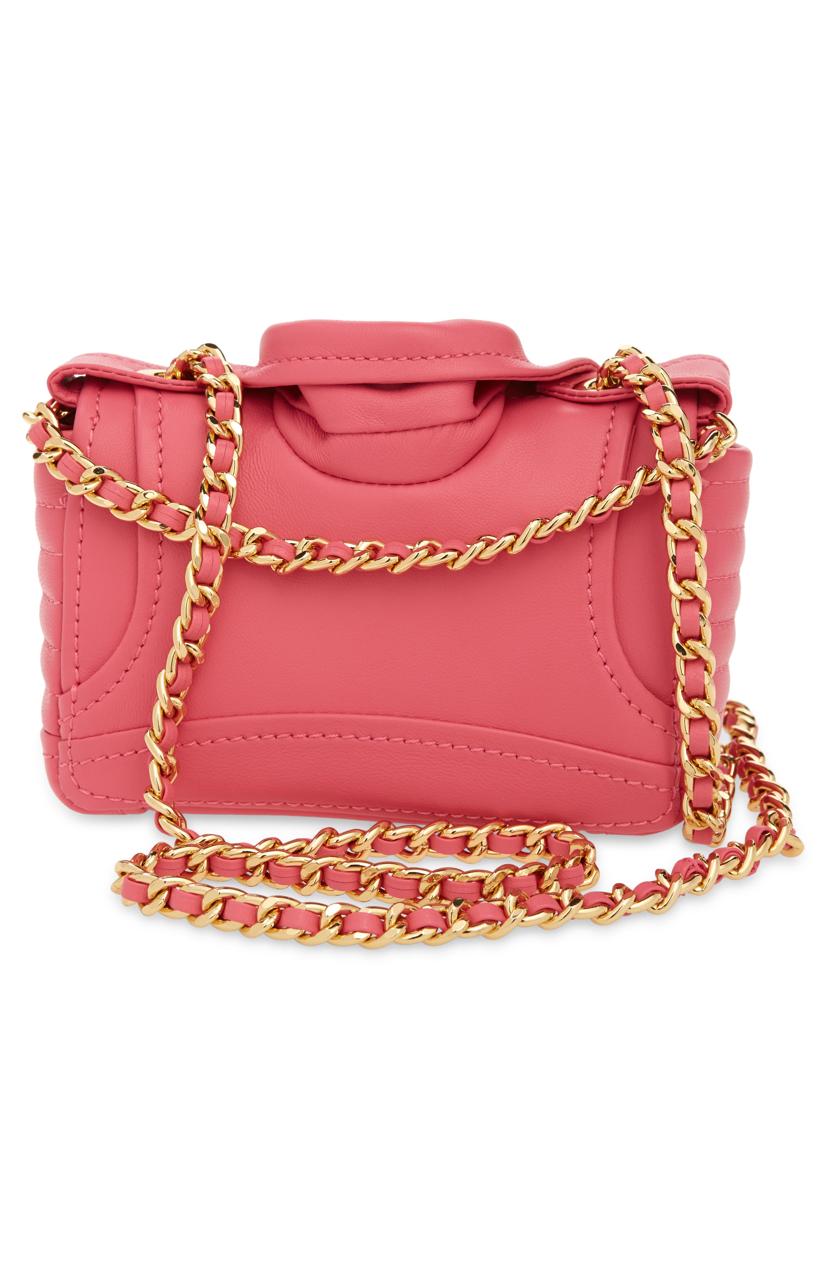 Moschino Mini Biker Leather Shoulder Bag, Alternate, color, 