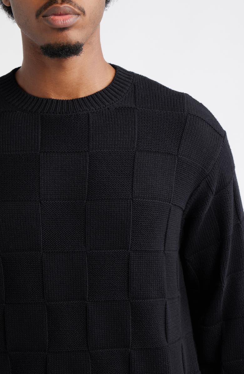Service Works Check Knit Cotton Crewneck Sweater, Alternate, color, Black