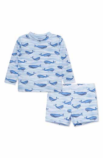 Little Me Whale Long Sleeve Two-Piece Rashguard Swimsuit
