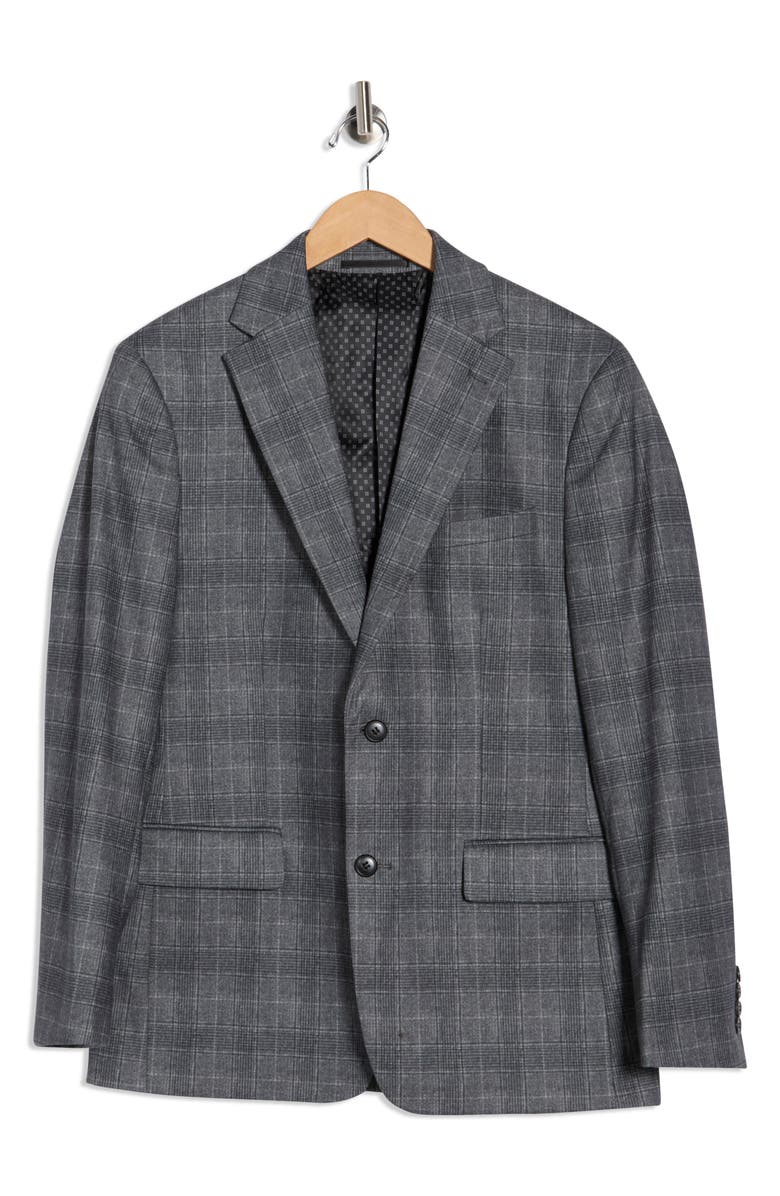 Duchamp Slim Fit Plaid Stretch Knit Blazer, Alternate, color, Grey