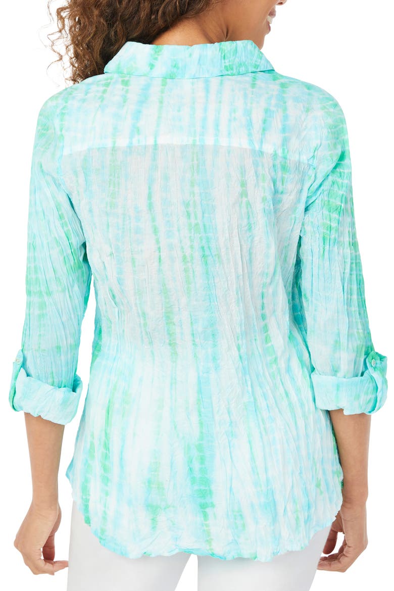 Zoey Crinkle Cotton Tie Dye Blouse, Alternate, color, TURQUOISE TIDE