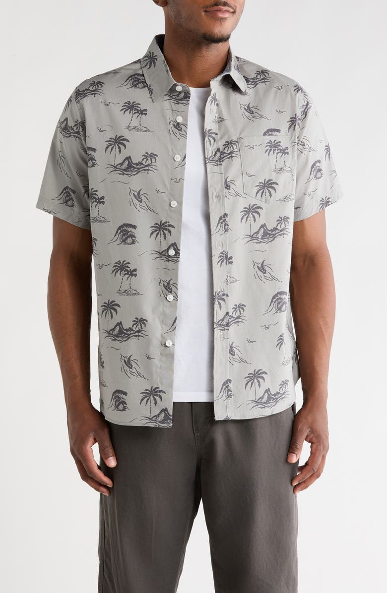 Union Yolo Medallion Print Short Sleeve Relaxed Fit Shirt, Main, color, Grey Cloud