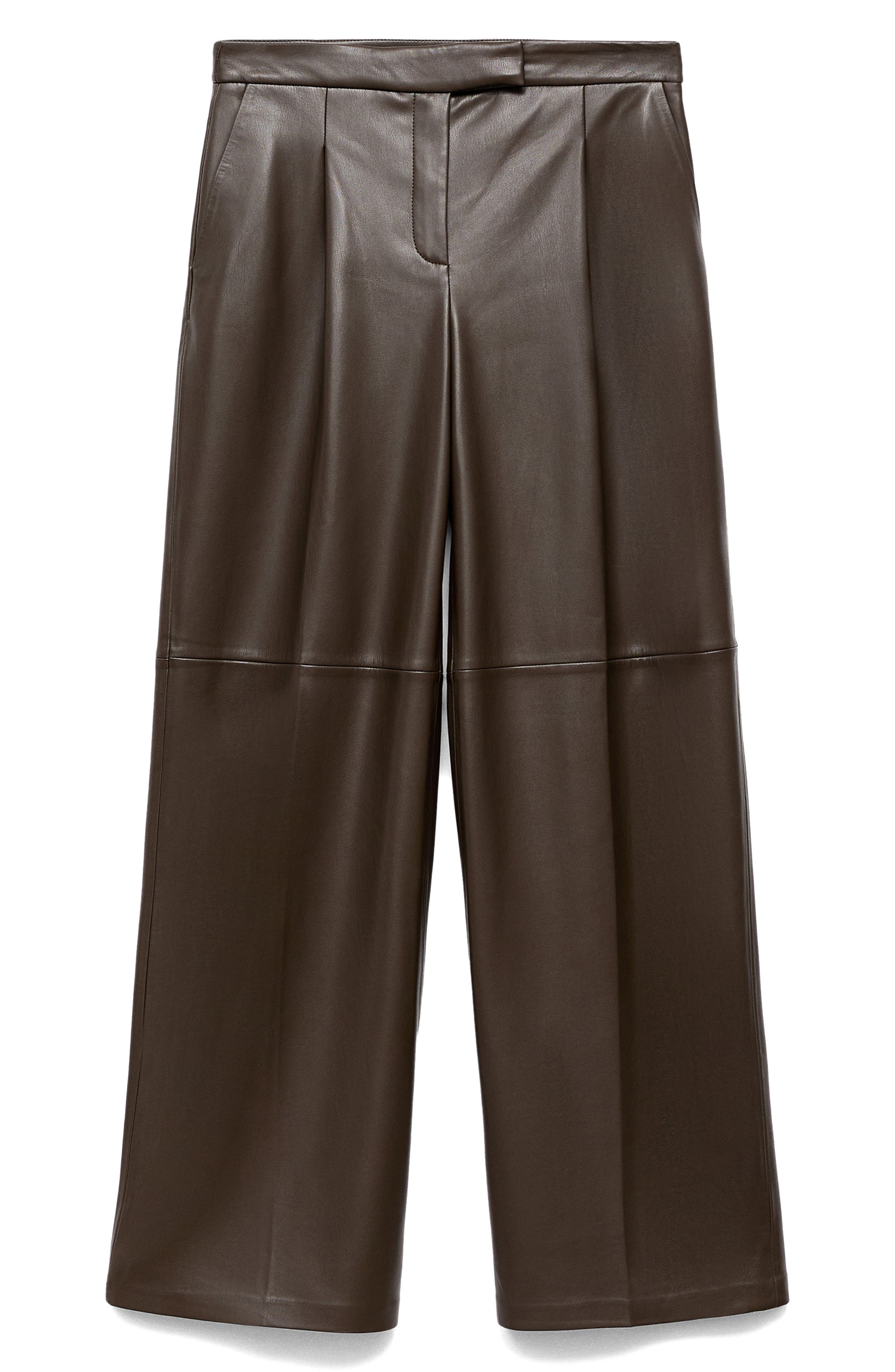 MANGO Wide Leg Faux Leather Pants