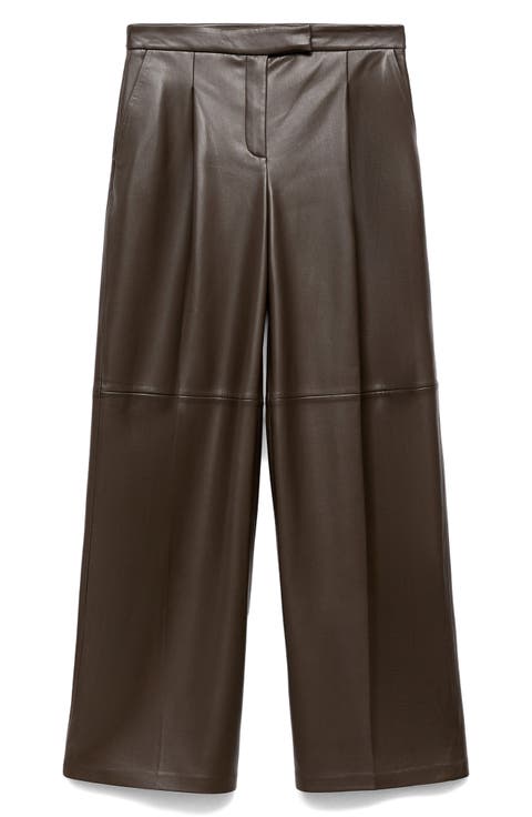 Wide Leg Faux Leather Pants