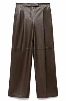MANGO Wide Leg Faux Leather Pants