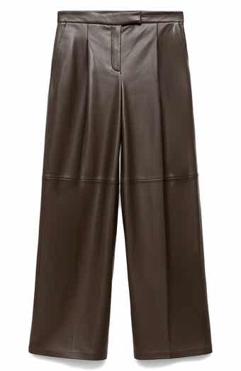 MANGO Wide Leg Faux Leather Pants
