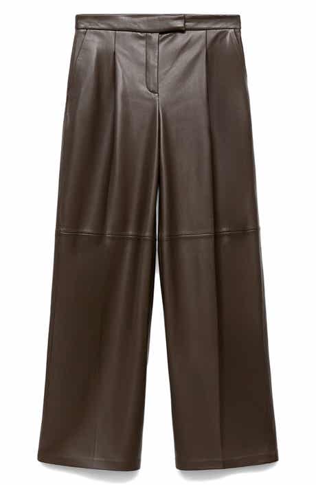 MANGO Wide Leg Faux Leather Pants