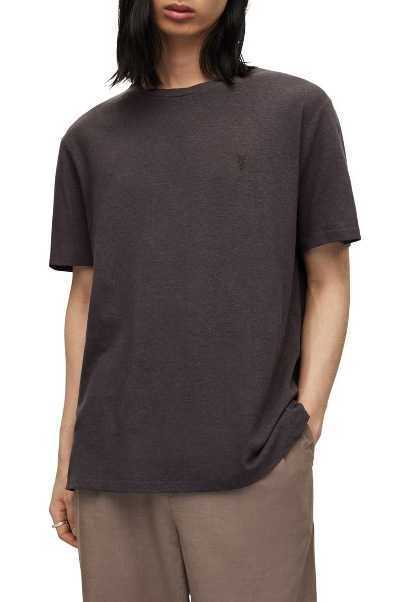 AllSaints Kurtz Logo Embroidered Cotton & Linen T-Shirt, Main, color, 