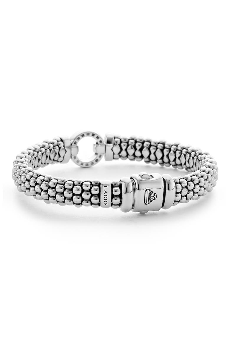 Enso Circle Game Diamond Caviar Rope Bracelet, Alternate, color, SILVER