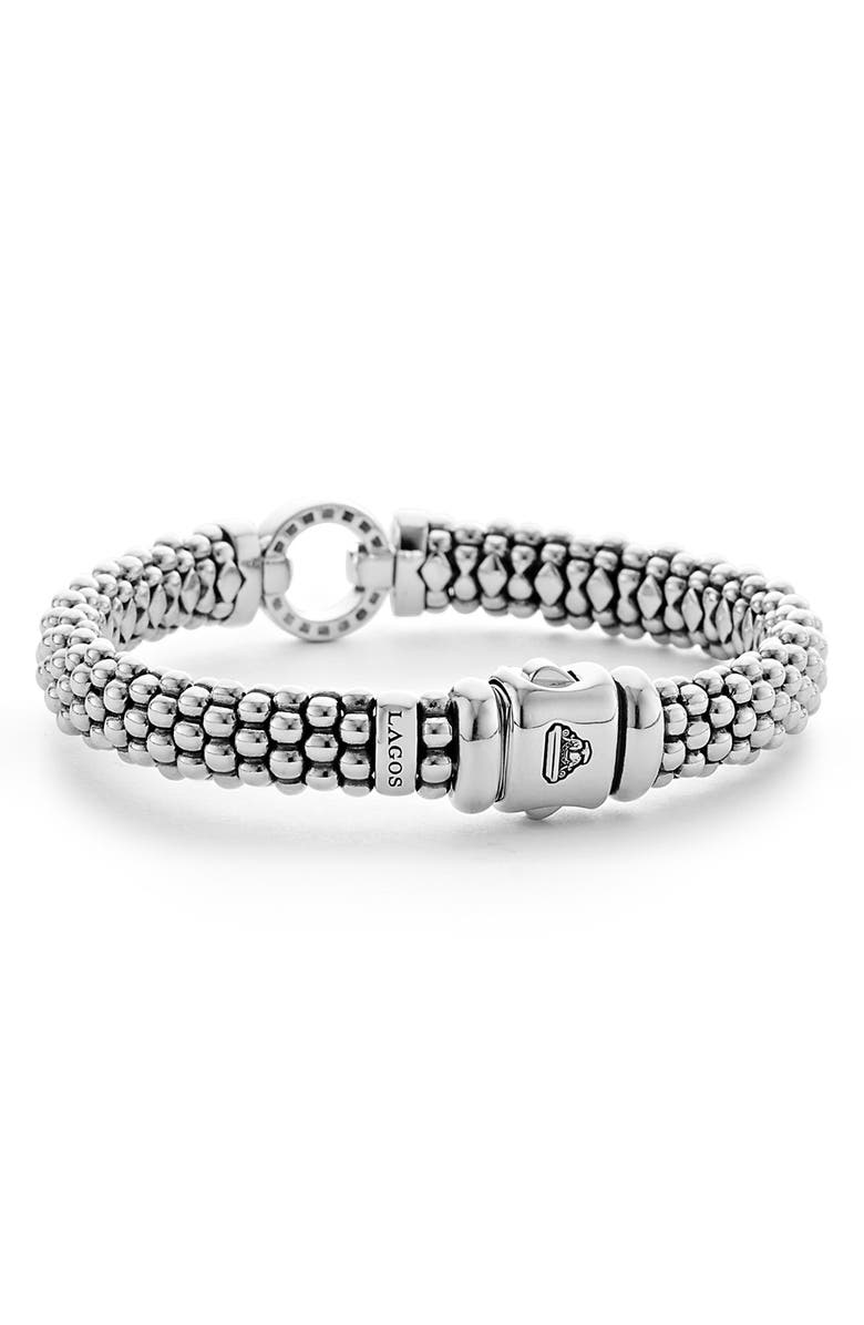 LAGOS Enso Circle Game Diamond Caviar Rope Bracelet, Alternate, color, Silver
