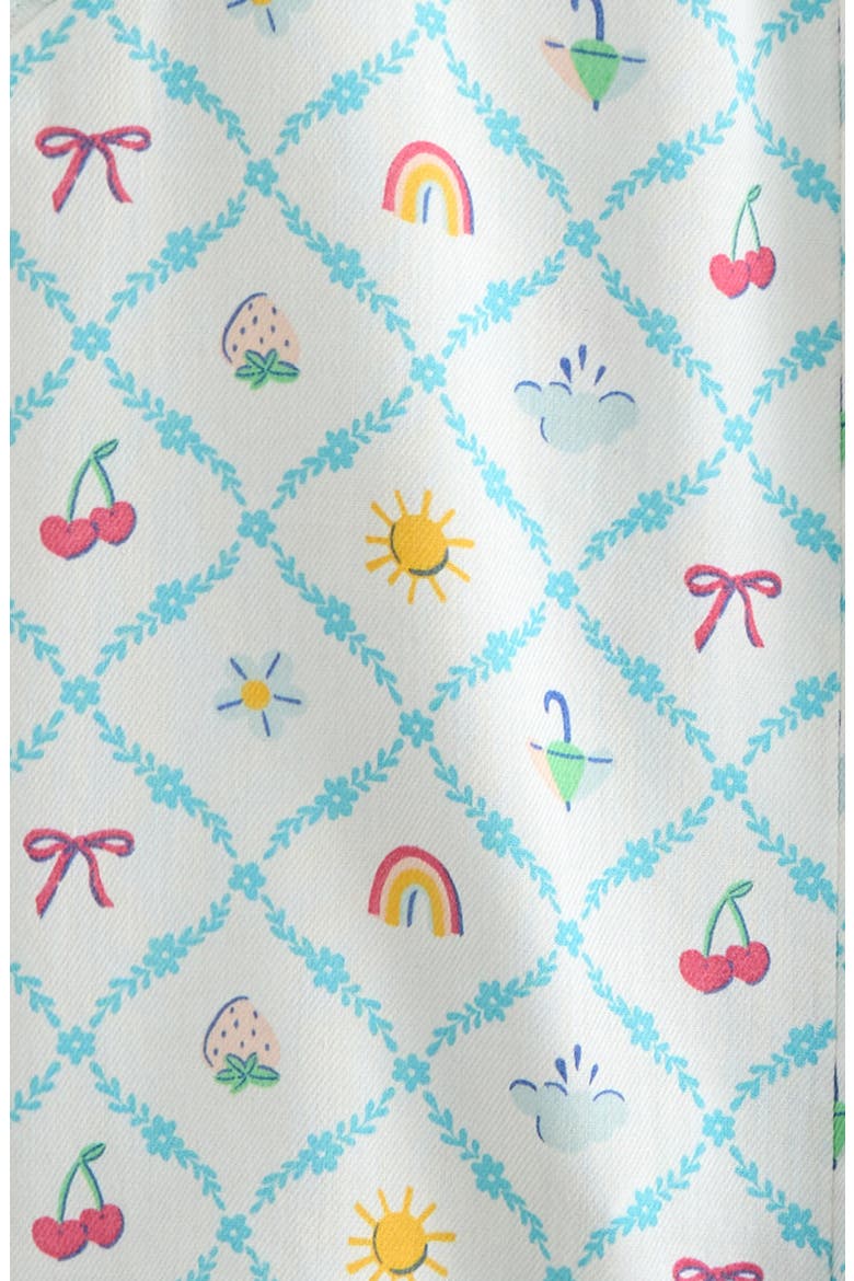 Double Flutter Cotton Romper, Alternate, color, IVORY EGRET DIAGONAL FLORAL