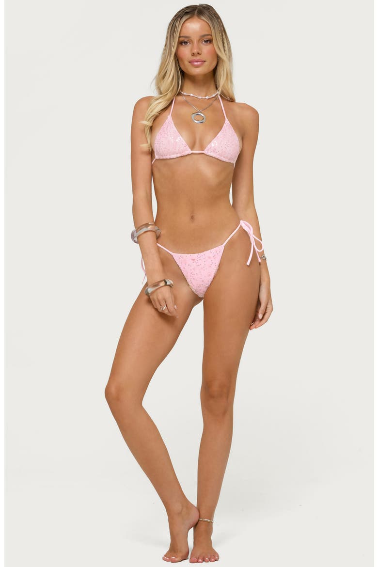Naomey Sequin Halter Swim Top, Alternate, color, LIGHT-PINK
