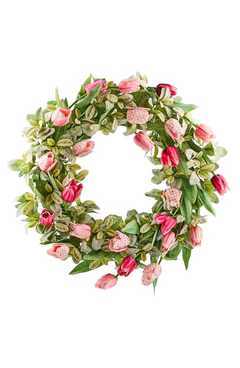 Rosy Check Tulip 28-Inch Wreath