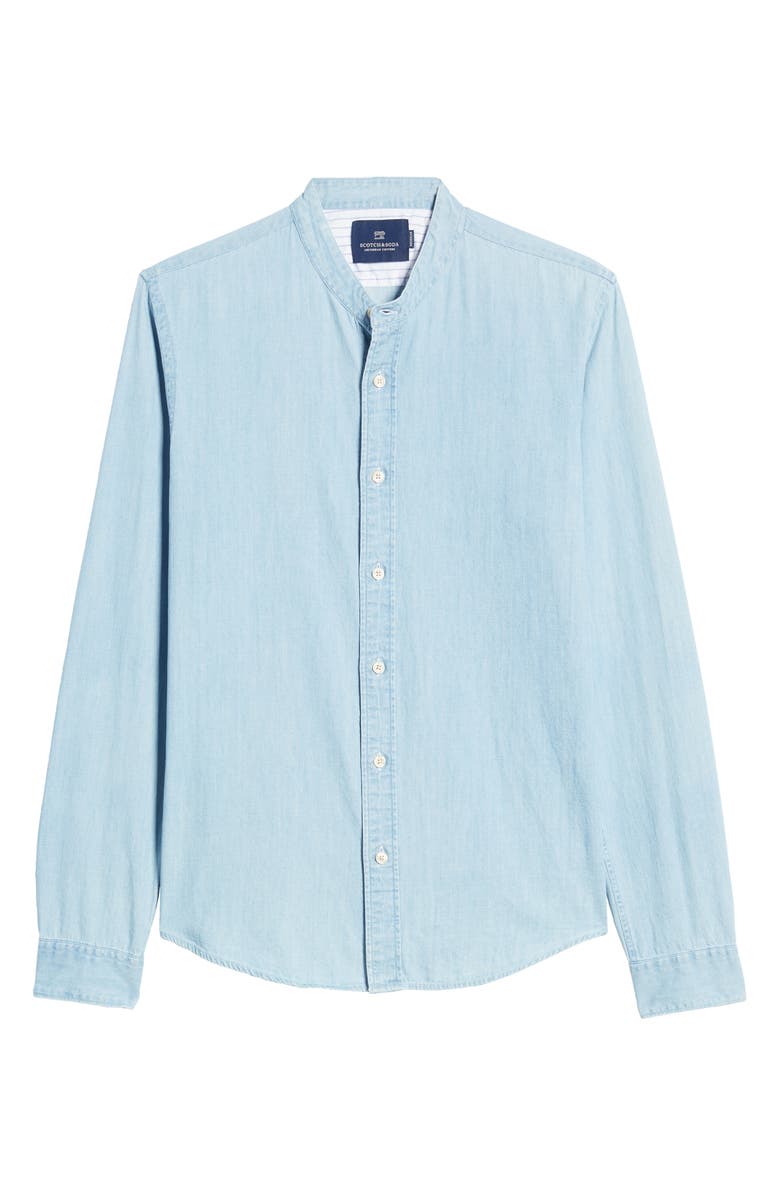Scotch & Soda Trim Fit Band Collar Button-Up Shirt, Alternate, color, 