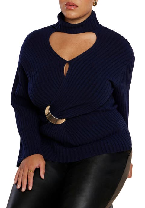 Turtleneck Belted Sweater (Plus Available)