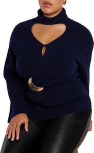 ELOQUII Turtleneck Belted Sweater